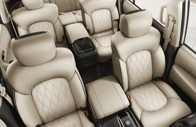 2023 Nissan Armada interior view of double-stitched, quilted leather appointed seats