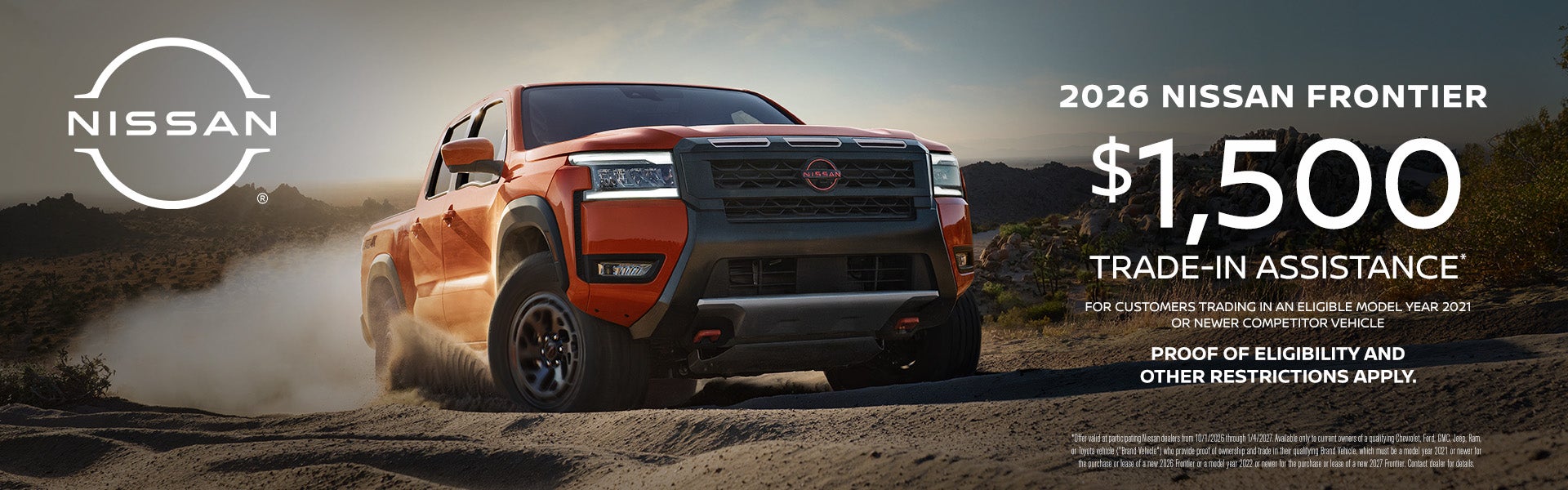 2026 FRONTIER $1,500 TRADE IN ASSISTANCE